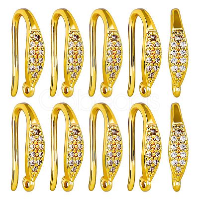 10 Pairs Brass Micro Pave Clear Cubic Zirconia Earring Hooks ZIRC-SZ0005-19B-1