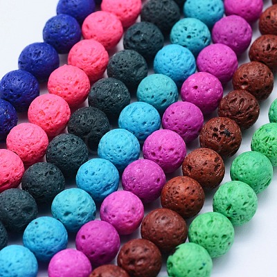 Natural Lava Rock Beads Strands G-F531-10mm-G-1