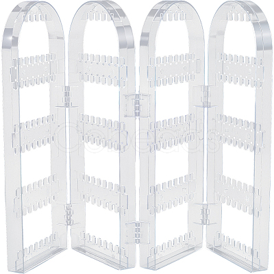 PS Plastic Earring Display Folding Screen Stands with 4 Folding Panels ODIS-WH0043-142A-02-1