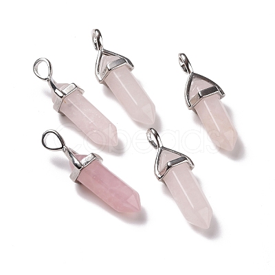 Natural Rose Quartz Pointed Pendants X-G-K329-52P-1