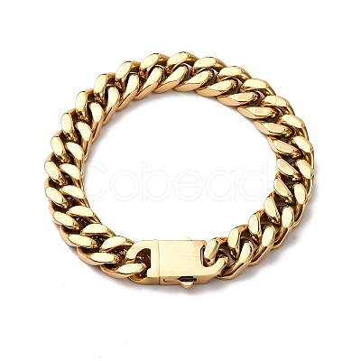 304 Stainless Steel Cuban Link Chain Bracelets for Unisex BJEW-K283-01C-G-1