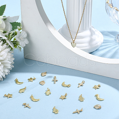 20Pcs 5 Styles Brass Pendants KK-BBC0025-51-1