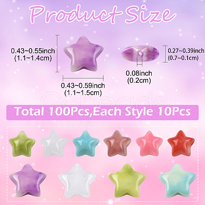 100Pcs 10 Styles Acrylic Beads OACR-YW0004-11-1