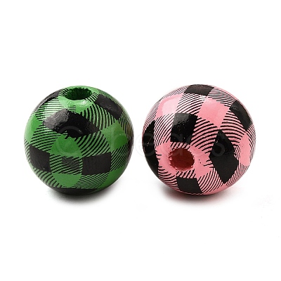 Printed Schima Wood Beads WOOD-L022-01B-1