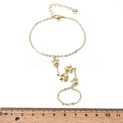 Brass Micro Pave Cubic Zirconia Mittens Bracelets BJEW-C156-01G-05-1