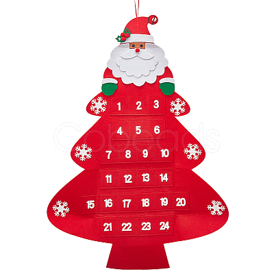 Christmas Tree Felt Fabric Pendant Decorations with Advent Calendar DIY-WH0032-26-1