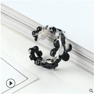 Flower Resin Cuff Rings for Women WG4720D-05-1