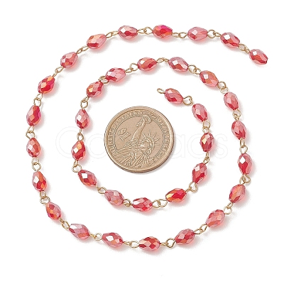 Oval Glass Beaded Link Chains AJEW-JB01471-02-1