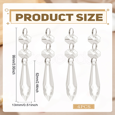 4Pcs Teardrop Glass Pendants GLAA-LP0001-22-1