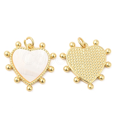 Rack Plating Brass Pendants with Shell X-KK-K343-04G-1