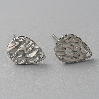 304 Stainless Steel Textured Geometric Stud Earring Findings with Hole STAS-WH0027-54J-1