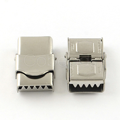Tarnish Resistant Smooth Surface 201 Stainless Steel Watch Band Clasps X-STAS-R063-79-1