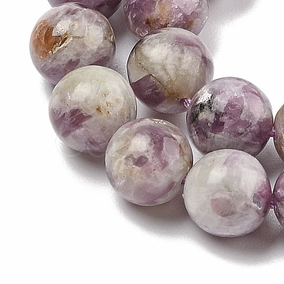 Natural Lepidolite/Purple Mica Stone Beads Strands G-G160-A01-02-1