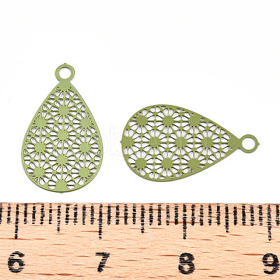 Spray Painted 430 Stainless Steel Filigree Pendants STAS-WH0047-78K-1