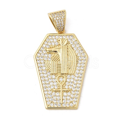 Brass Micro Pave Clear Cubic Zirconia Pendants KK-H267-057G-1