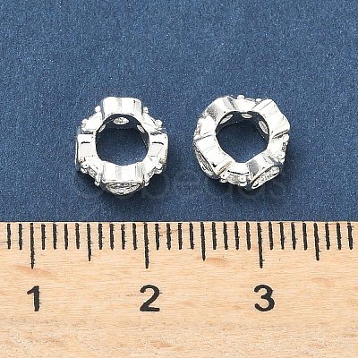 Brass Micro Pave Cubic Zirconia Rondelle European Beads KK-H532-33S-1