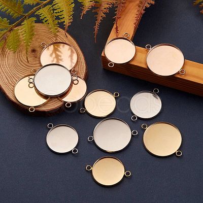 12Pcs 6 Style 304 Stainless Steel Cabochon Connector Settings STAS-SZ0001-42-1