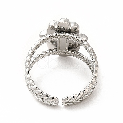 Tarnish Resistant 304 Stainless Steel Hamsa Hand Open Cuff Ring Settings RJEW-B027-22P-1