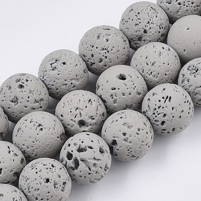 Spray Painted Natural Lava Rock Beads Strands X-G-N0324-C-02-1