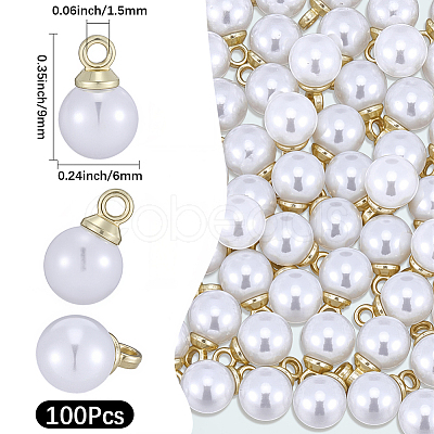 100Pcs ABS Plastic Imitation Pearl Pendants SACR-BM0001-01-1