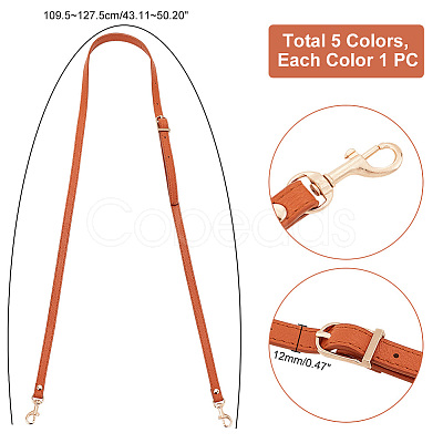 5Pcs 5 Colors Adjustable PU Leather Bag Shoulder Straps DIY-PH0013-79G-1
