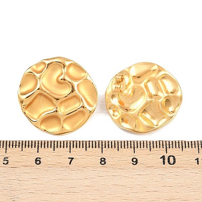 304 Stainless Steel Hammered Flat Round Stud Earrings EJEW-A138-04G-1