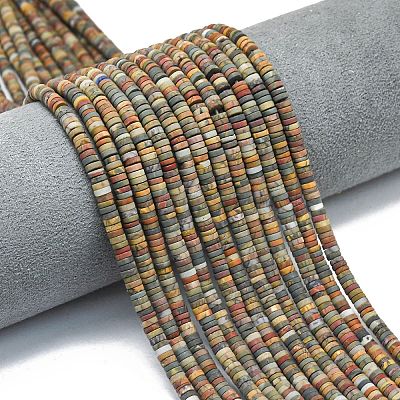Natural Red Picasso Jasper/Polychrome Jasper Beads Strands G-P575-B10-4x1mm-1