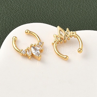 Brass Pave Clear Cubic Zirconia Circular/Horseshoe Barbell Nose Rings EJEW-D337-18C-G-1