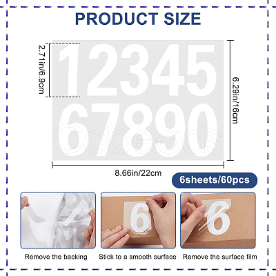 Number 0~9 PET Self-Adhesive Reflective Mailbox Stickers DIY-WH20010-26A-01-1