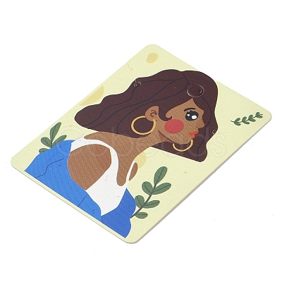 Rectangle Girl Print Paper Earring Necklace Display Card CDIS-M007-02F-1