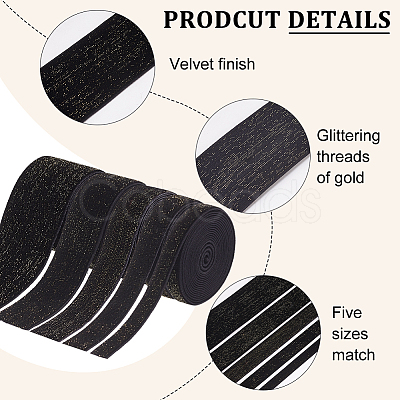 5 Rolls 5 Styles Sparkle Single Face Velvet Ribbons SRIB-BC0001-21B-1