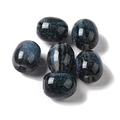 Resin Glitter European Beads RESI-G066-02-1