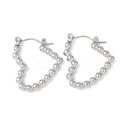 Non-Tarnish Heart 304 Stainless Steel Hoop Earrings for Women STAS-A057-19P-1