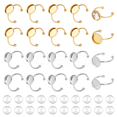 20Pcs 304 Stainless Steel Open Cuff Ring Findings STAS-ME0002-79-1