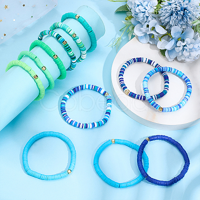 12Pcs 12 Color Polymer Clay Heishi Bead Stretch Bracelets Set with Plastic Beaded BJEW-PH01903-1