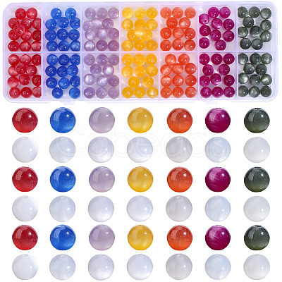 210Pcs 7 Colors Transparent Resin UV Reactive Beads RESI-PA0001-40A-1
