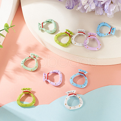 10Pcs 5 Colors Alloy Spring Gate Rings FIND-TA0008-59A-1