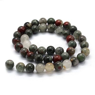 Natural African Bloodstone Beads Strands X-G-G763-08-8mm-1