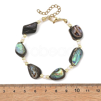 Natural Abalone Shell/Paua Shell Beaded Bracelets BJEW-JB14221-1