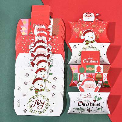 16Pcs 4 Styles Christmas Theme Paper Pillow Gift Boxes CON-FS0001-22-1