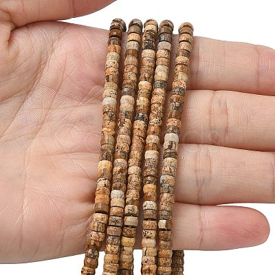 Natural Picture Jasper Heishi Beads Strands G-A299-A05-01-1