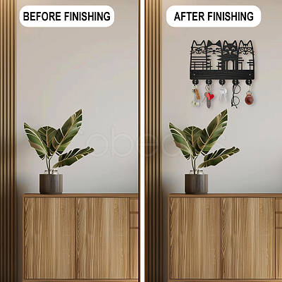 Wood & Iron Wall Mounted Hangers HJEW-WH0055-066-1
