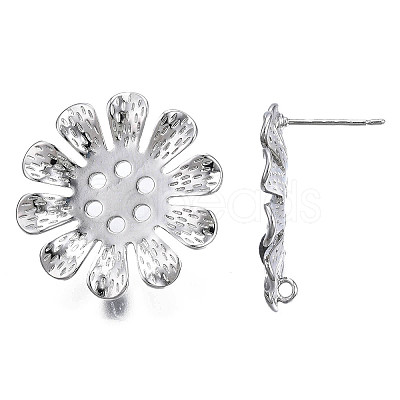 Brass Stud Earring Findings KK-N232-333P-1