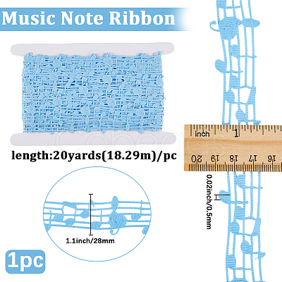 20 Yards Polyester Musical Note Lace Trim Ribbon OCOR-GF0004-44E-1