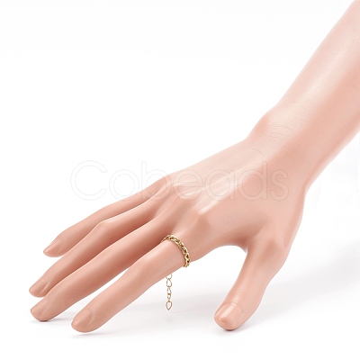Adjustable 304 Stainless Steel Curb Chain Finger Rings RJEW-JR00335-1