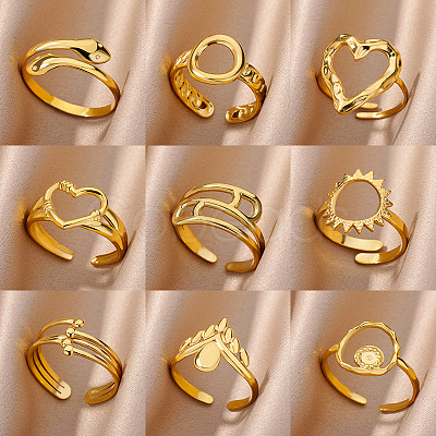 Simple Style 304 Stainless Steel Cuff Rings for Women FS-WGD177D-02-1
