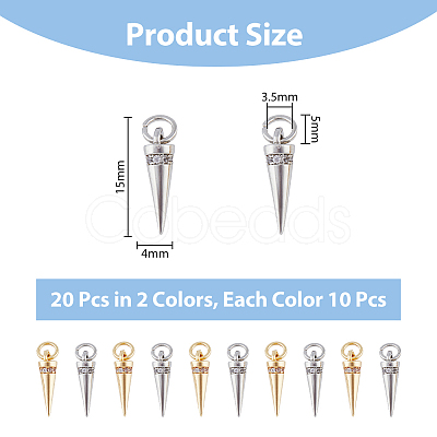 DICOSMETIC 20Pcs 2 Colors Rack Plating Brass Micro Pave Cubic Zirconia Charms KK-DC0003-33-1