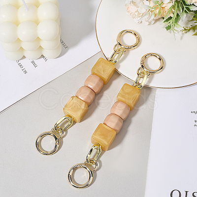2Pcs Square Resin Beaded Bag Extension Chains PURS-GF0001-07B-1
