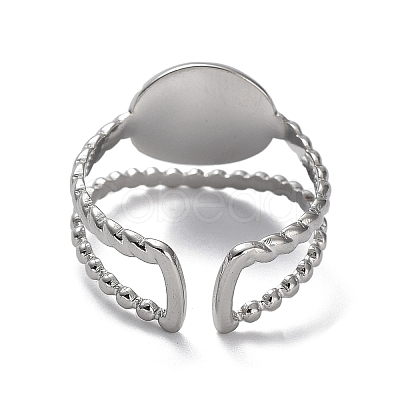 Non-Tarnish 304 Stainless Steel Open Cuff Ring Components STAS-M323-58P-1