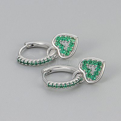 Brass Micro Pave Cubic Zirconia Hoop Dangle Earrings WG0E58F-04-1